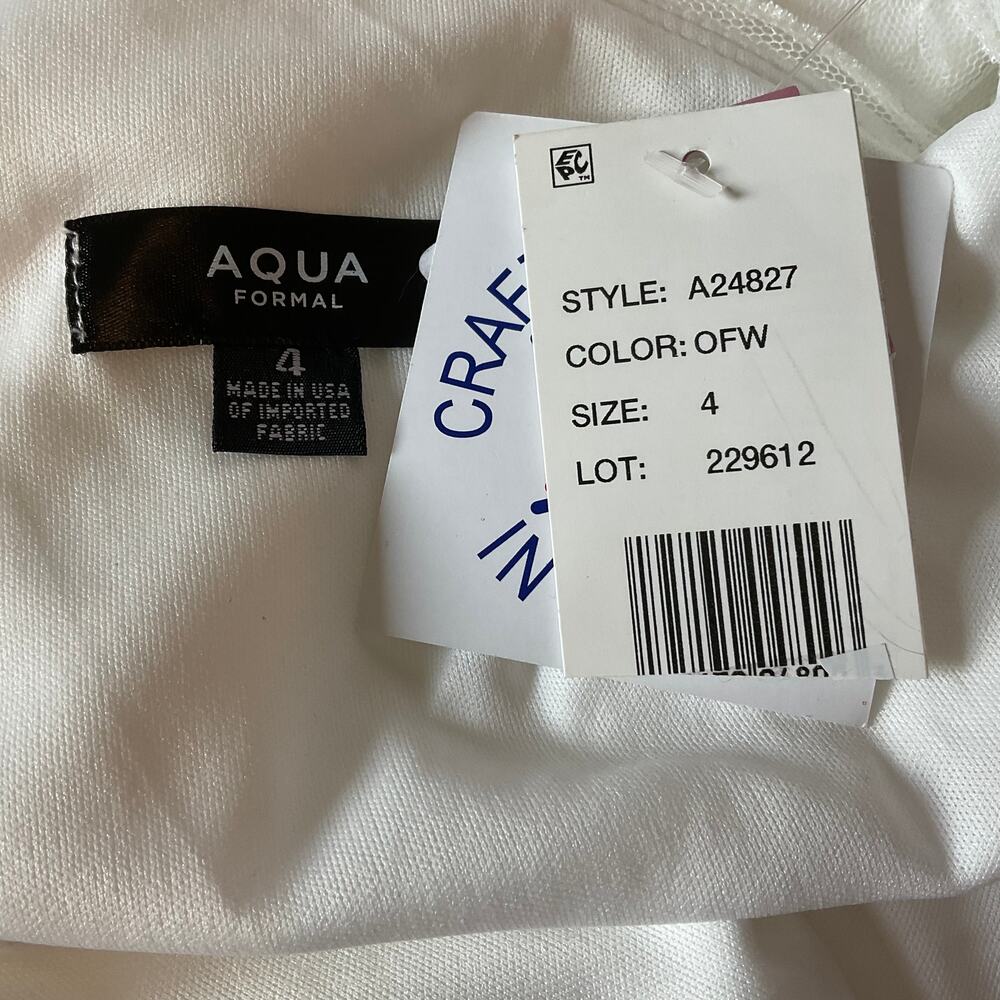 AQUA White Embroidered Lace One Shoulder A-Line Midi Cocktail Dress Size 4 - Picture 10 of 11
